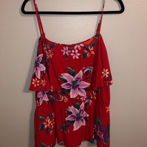 red floral top